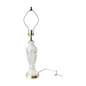 1970s Vintage Cut Crystal & Gold Tone Metal Table Lamp 29” Hollywood Regency